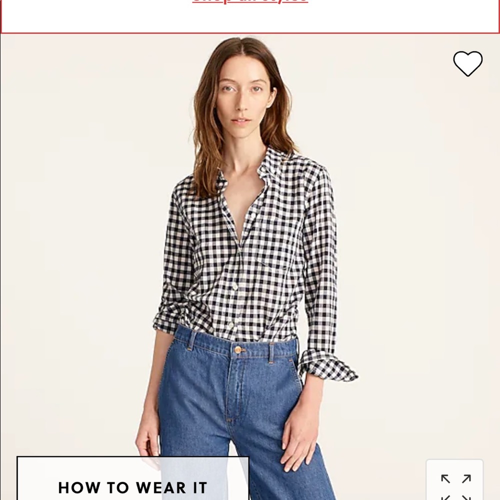 JCrew black and white checker long sleeve button up shirt